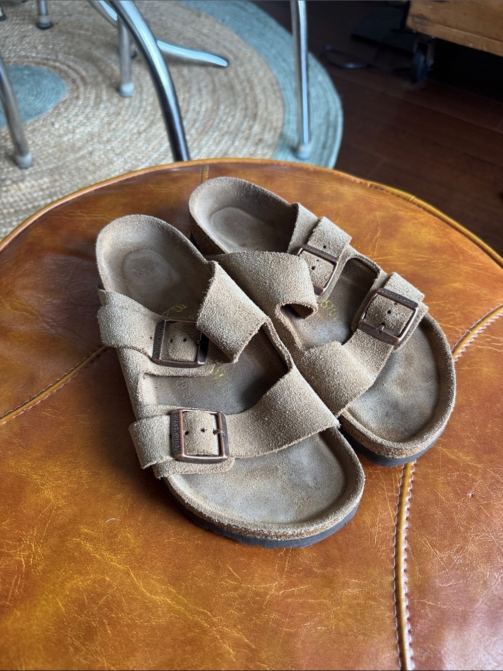 Birkenstock Arizona Suede Sandals in Taupe